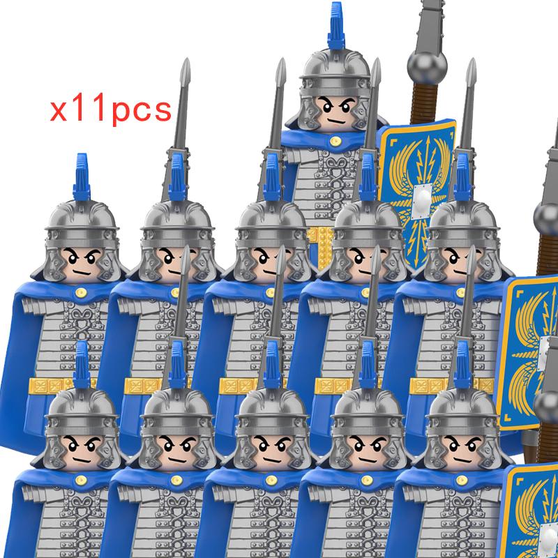 11pcs Medieval Dragon Knights Heavy Armor Bricks Assemble Action Figures Accessories Model