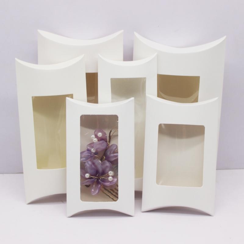 DIY Blank Paper Gift Box .Mutli Size Pillow Gift Box with Clear Pvc Window,kraft/white/black Paper Window Box for Gift 10pcs