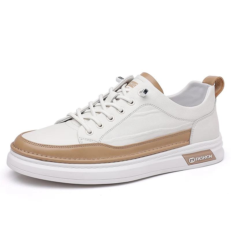 Fashion High Quality Men Casual Leather Shoes Stylish Comfy Flat Designer Shoes Brand Male Vulcanized Shoe Antiskid Outdoor Driving Shoe