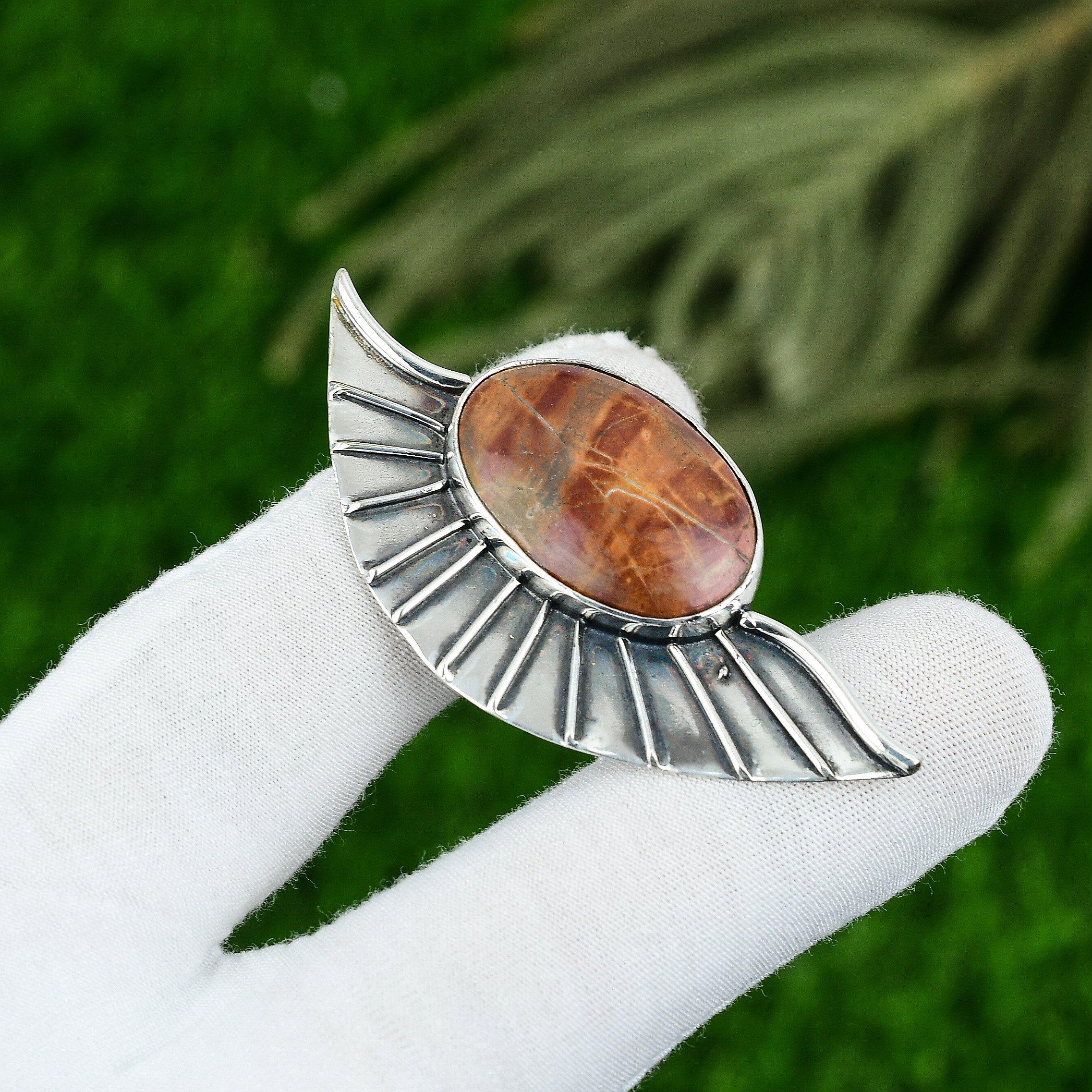 

Oval Natural Red Snakeskin Jasper Elegant Mother New Pendant 925 Sterling Silver