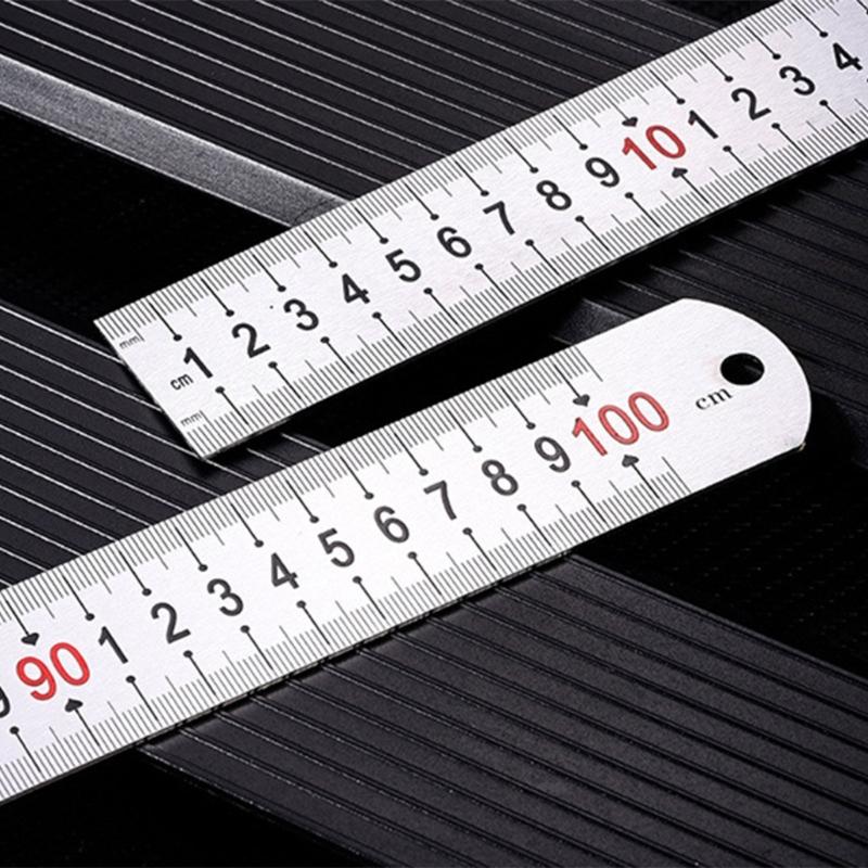 Stainless Steel Ruler with Inches Centimeters Scales Math Measuring Ruler Geometry Drafting Tool for Drawing Drafting
