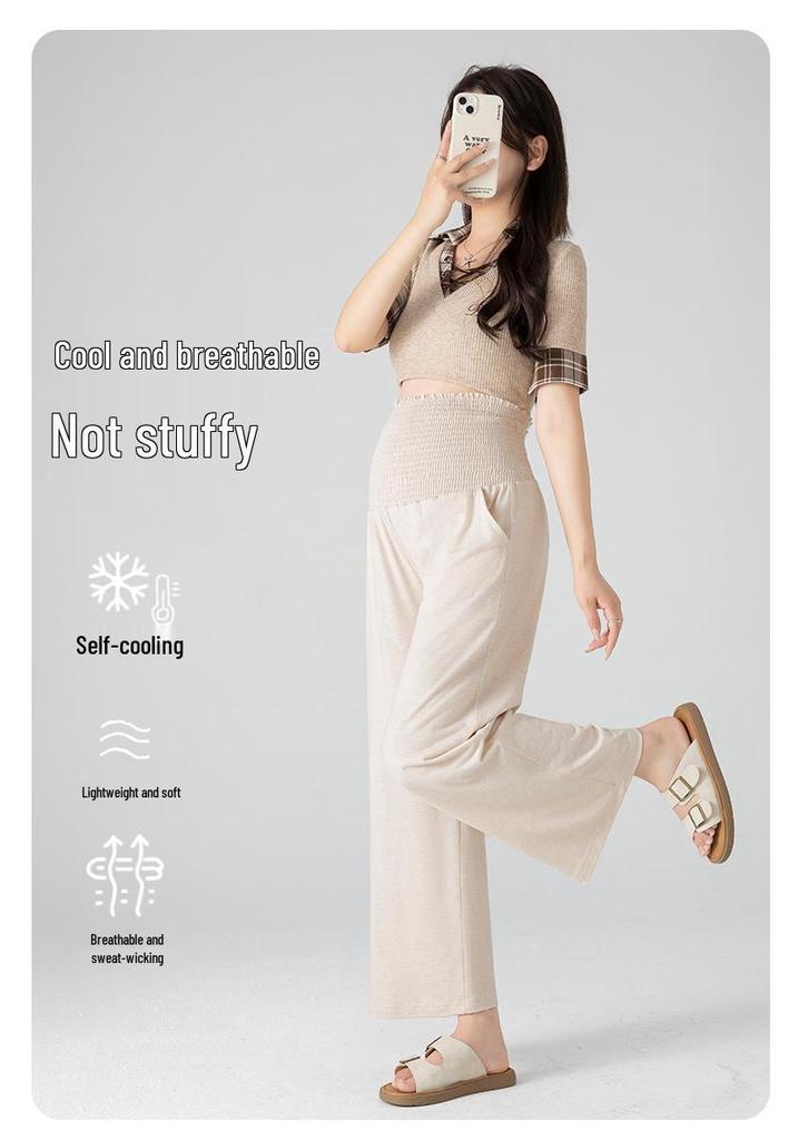 2026 New Wide-Leg Maternity Pants: Spring/Summer Lightweight, Non-Constricting, Nine-Tenth Length