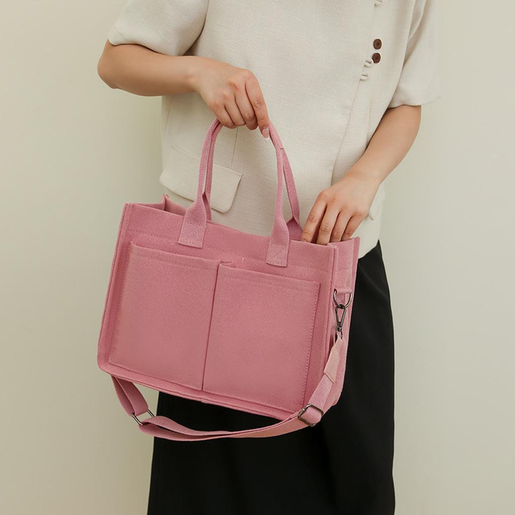 Large Capacity Women's Canvas Crossbody Bags Casual College Ladies Pocket Shoulder Bag Solid Color Female Tote Handbags