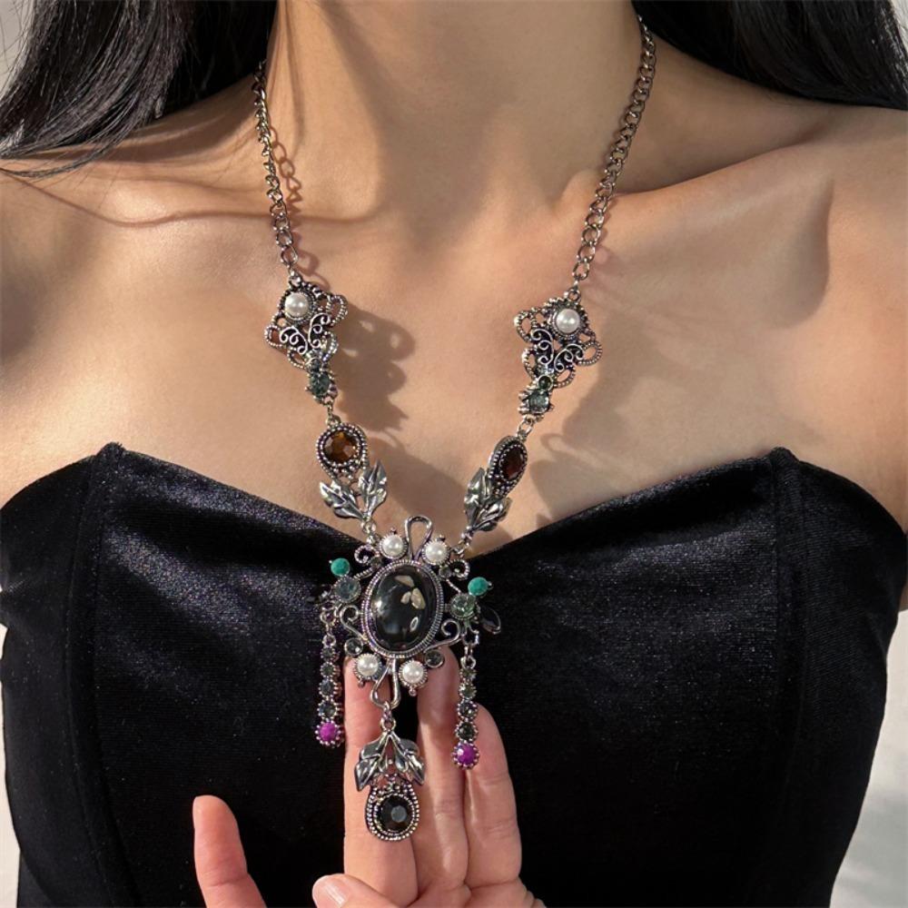 Pearl Ethnic Tassel Necklace Bohemia Rhinestone Necklace Women Ethnic Style Forehead Chain  Girls