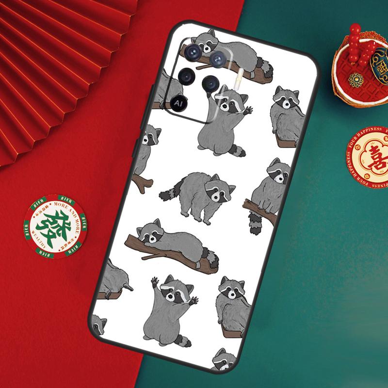 Cartoon Raccoon Kawaii Case For Oppo A6 A5 Pro A15 A18 A38 A58 A78 A98 A54 A74 A94 A17 A57 A80 A60 A40 A16 A76 A96