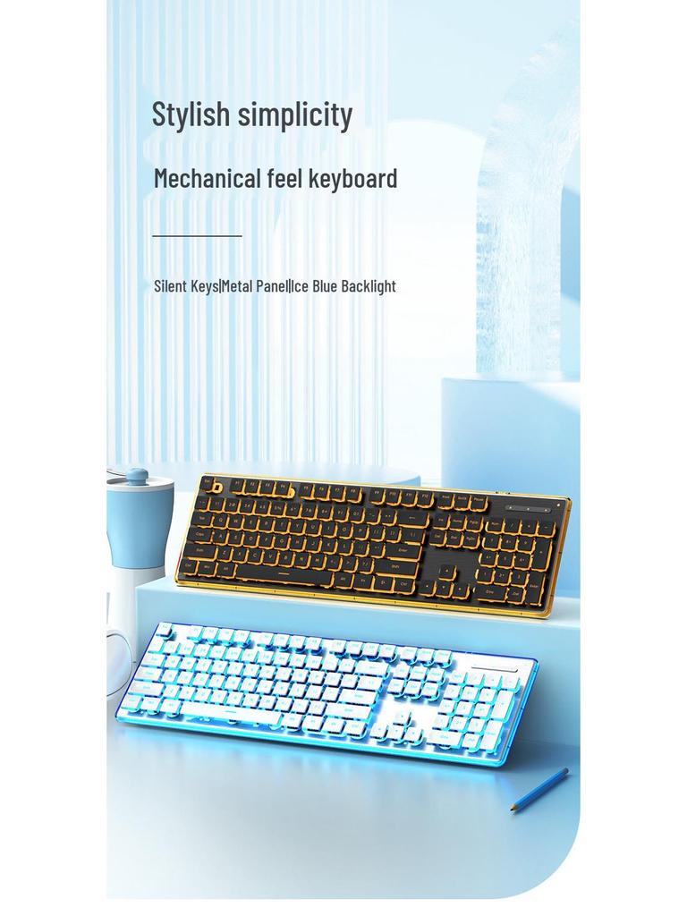 Silver Toughness L1 Wired Silent Keyboard & Waterproof Office Mouse Set