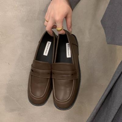 French Flat-soled Retro Brown Loafer Single Shoes Women's Shoes 2025 New Spring and Autumn Black British Style Small Leather Shoes