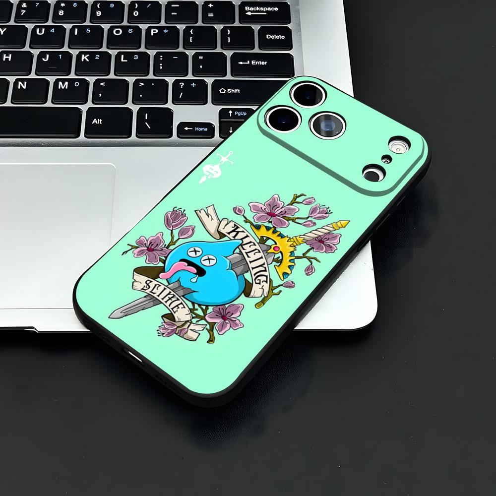 D-dragon Q-Quest Slime Phone Case For IPhone 17 Air 16 E Pro Max 15 14 13 Mini 12 Pro 11 Max Plus Black Soft Shell
