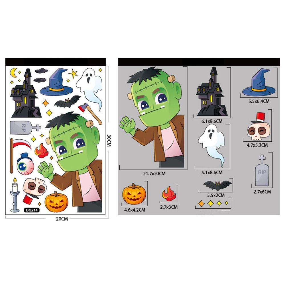 Cute Halloween Window Stickers Witch Bat Pumpkin Skull Self-adhesive Stickers Home Decoration
