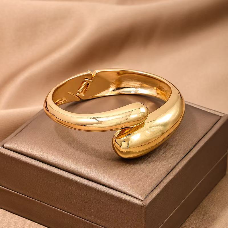 ZA jewelry, exaggerated large water droplet gold-plated glossy mirror hug opening bracelet ins cold wind hand