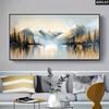 1 abstract canvas mural retro mountain tree and reflection painting wall decoration, bright colors for living room, bedroom, cor