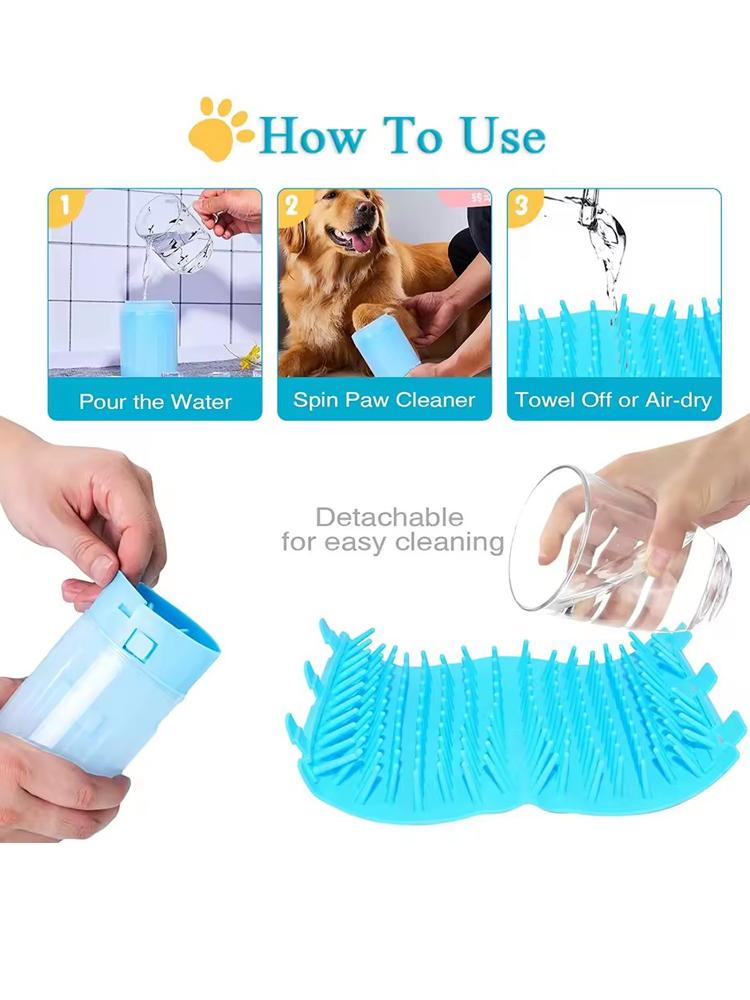 Portable Pet Paw Cleaner Cup Soft Silicone Combs for Dogs Cats Outdoor Pet Foot Washer Quick Feet Wash Cleaning Tool