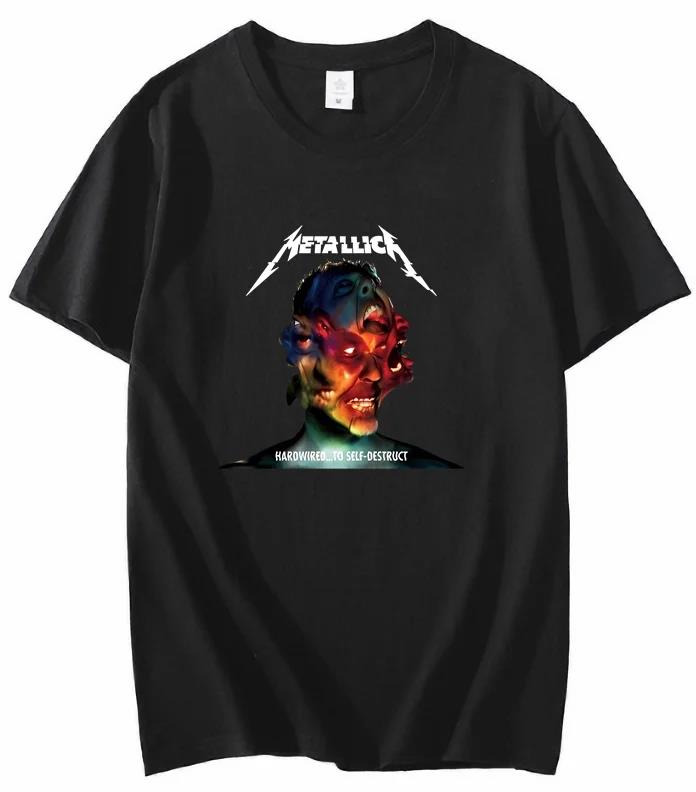 Unisex Metallic Band Retro Metal Ready Hell Tour Black T-Shirt WoUnisex Tops T-Shirt Harajuku Casual MEOWTALLICA Top Unisex