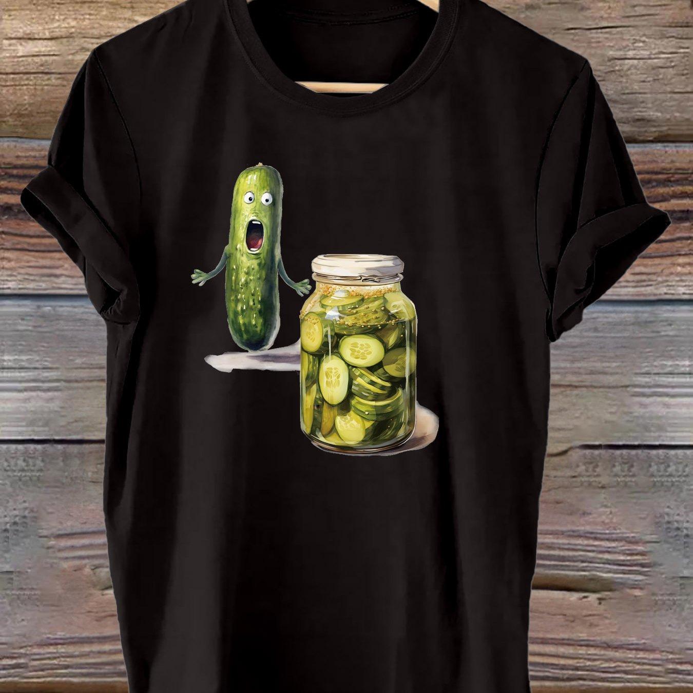 Summer 100 Pure Cotton Casual Fashion Fun Cucumber Print Loose Round Neck Short Sleeved Tshirt For Unisex And Unisex M