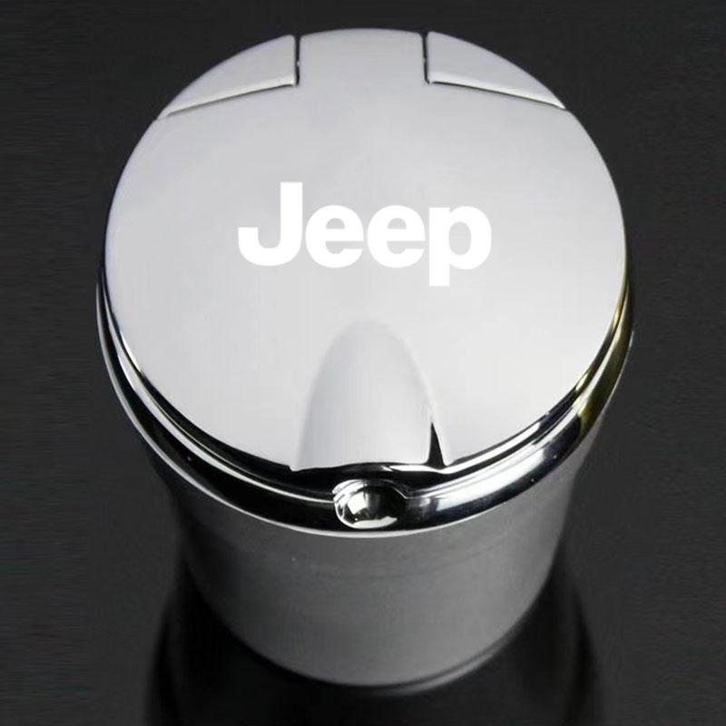 For Jeep Car Ashtray with Led Light with Cover Portable Car Supplie For Jeep Renegade Compass Grand Cherokee Wrangler Patriot