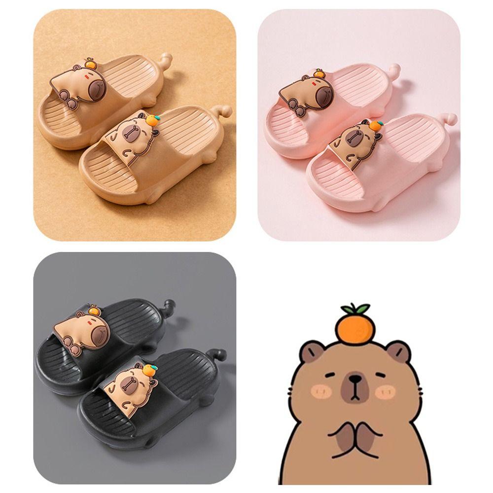 

Cute Cartoon Animal Slippers EVA Children s Bathroom Sandals Creative Capybara Kids Slippers Home 160mm рожевий
