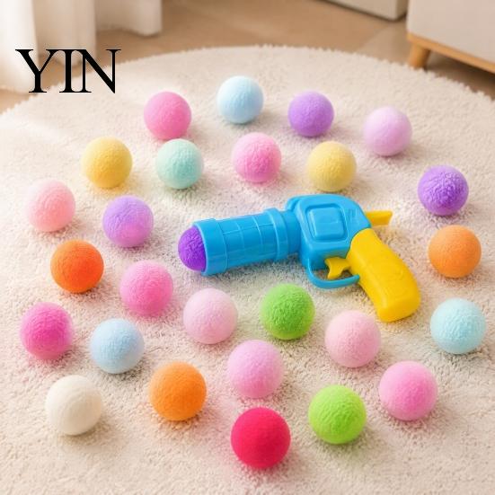 Fun Ejection Games for Pets Ball Launcher Cat Toy, Plush with Soft Fuzzy Cats Balls, Interactive Fetch Toy Bored Indoor Kittens Hands Free Play Tools