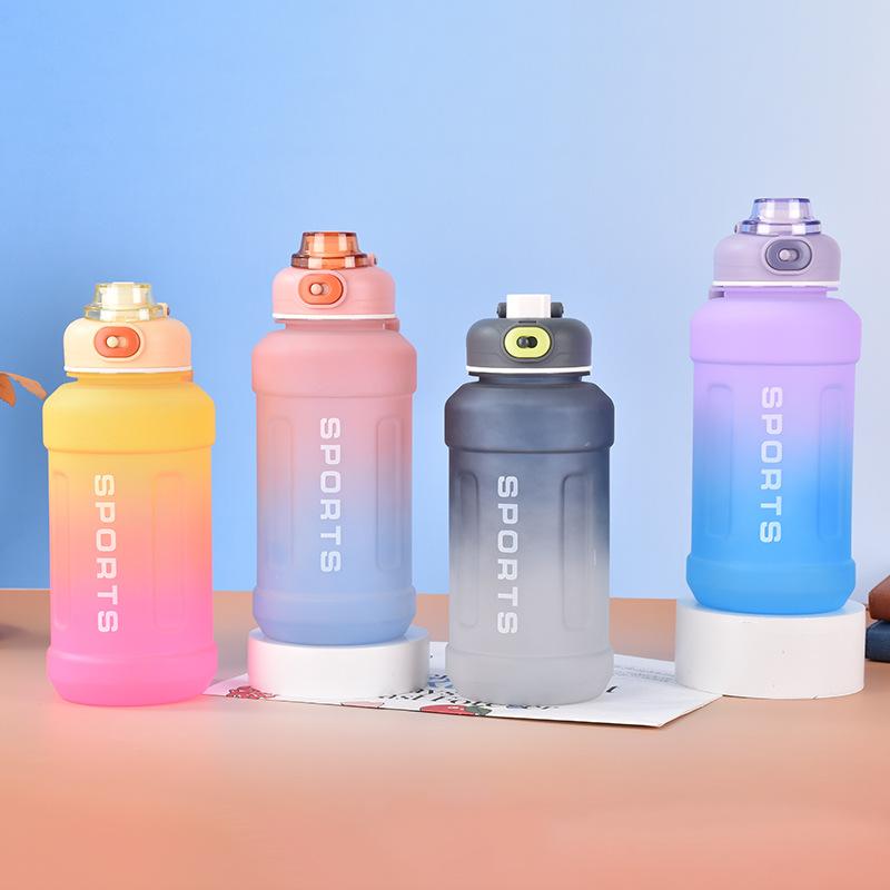 1.3L Large Capacity Sports Water Bottle Frosted Cup Outdoor Fitness Kettle Plastic Water Cup Students Portable Big TonTon Barrel