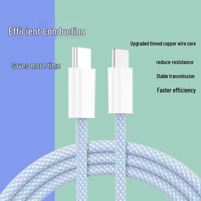 Enhanced Copper Core 2-in-1 Braided Cable: 66W Fast Charging for Apple 15 & Dual Type-C Devices