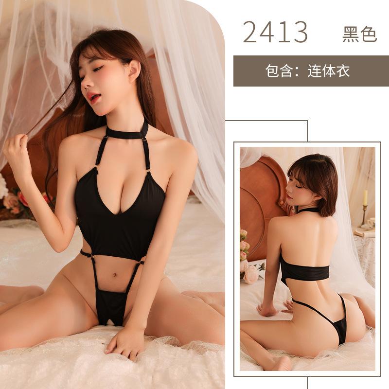Sex Underwear Sexy One-piece Neck Maid Uniform Set Three-point Open Gear Free of Sexy Pure Desire