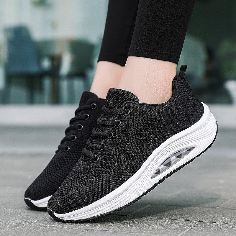 Dames Nye Mesh Kilehæl Høydeøkende Grunne Fritidssko