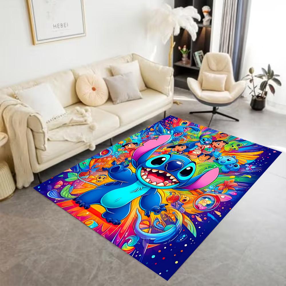 Colorful Stitch Adventure Floor Mat Perfect for Kitchen Outdoor Game Room Bedrooms Antislip Carpet Anime Office Decor Perfect Gift for Friends & Famil