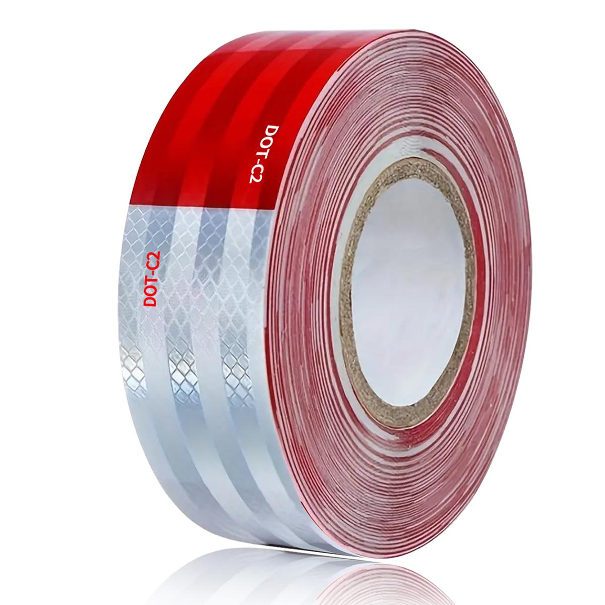 

Red-White Reflective Safety Tape DOT-C2 Waterproof Adhesive Conspicuity Tape for Trailer, Outdoor, Cars, Trucks 5cm&1m
