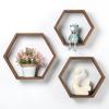 1PC Shelving Wall Hanging Wooden Hexagonal Frame Lattice Succulent Plant Frame Living Room Wall Decoration Top Wall Hanging Frame for Home
