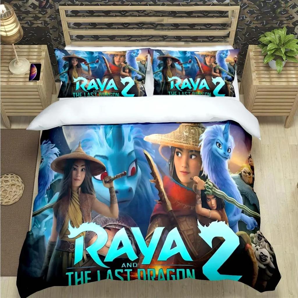 Mode Cartoon Raya und der letzte Drache Druck Bettwäschesets Bettzubehör Set Bettbezug Bettdecken-Set Bettwäscheset Geschenk