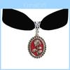 Goth Black Rose Pendant Necklace With Geometric Alloy Chain For Womens Fashion Accessories