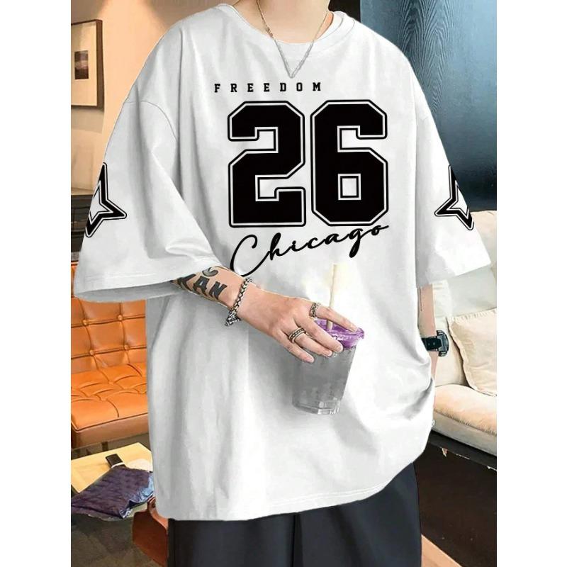 

Футболка мужская с принтом номера 26, спортивная футболка с коротким рукавом, винтажная футболка большого размера, 5 цветов, мужская одежда 4XL