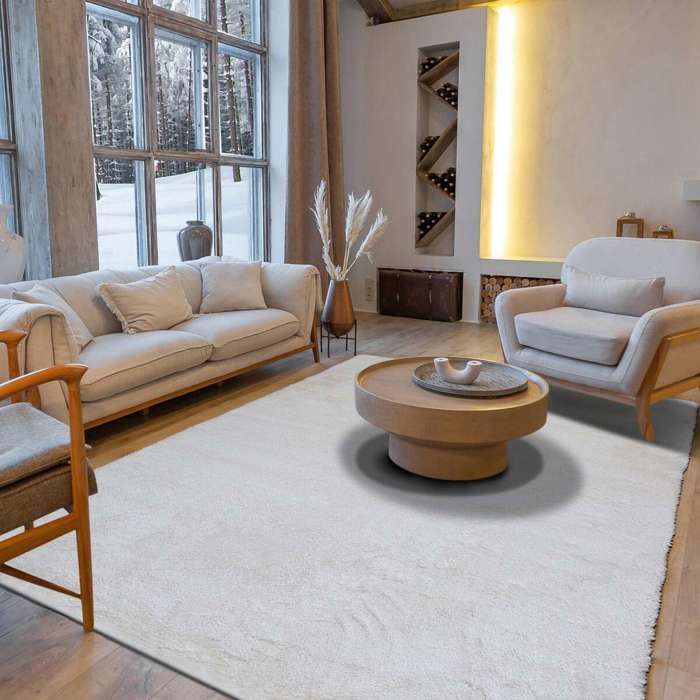 Extra-soft White Long Pile Rug 120x160