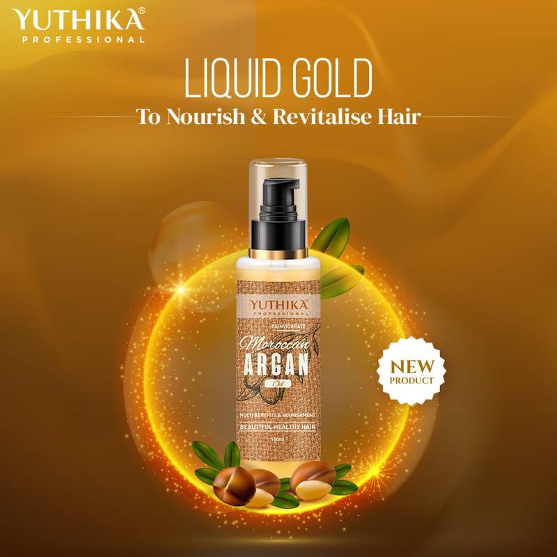 Yutika Professional Moroccan Argan Hair Oil 100 ml For Silky Shiny Nourished Hair Smooth Finish Frizz Control Care
