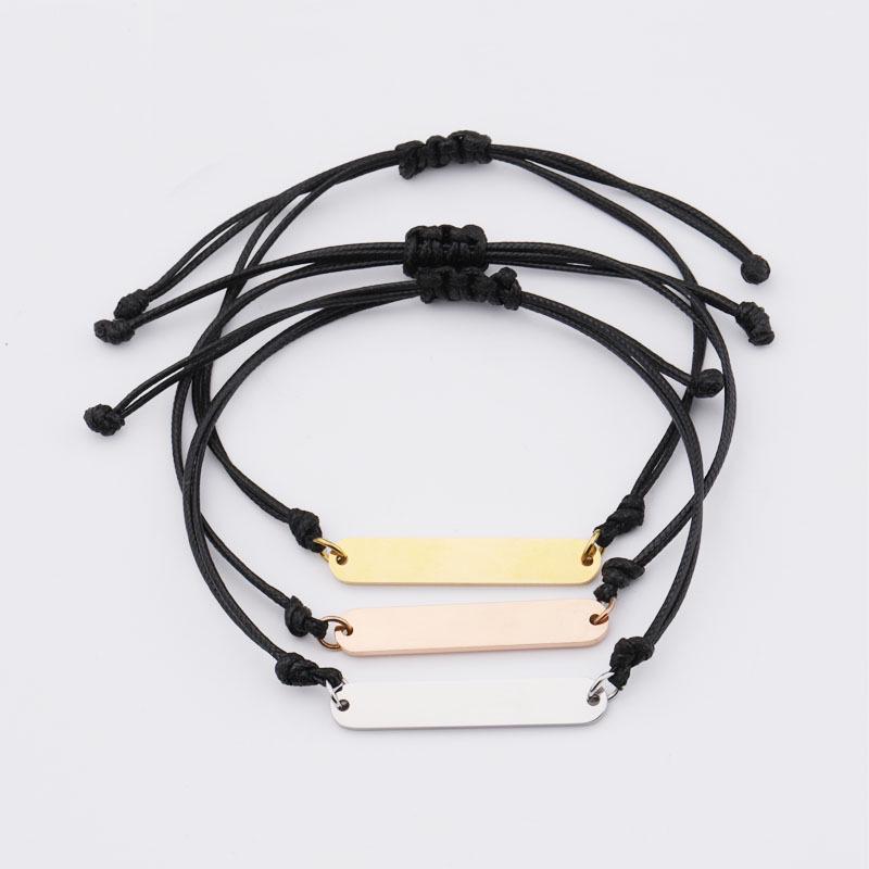 Engravable Geometric Stainless Steel Oval Woven Bracelet