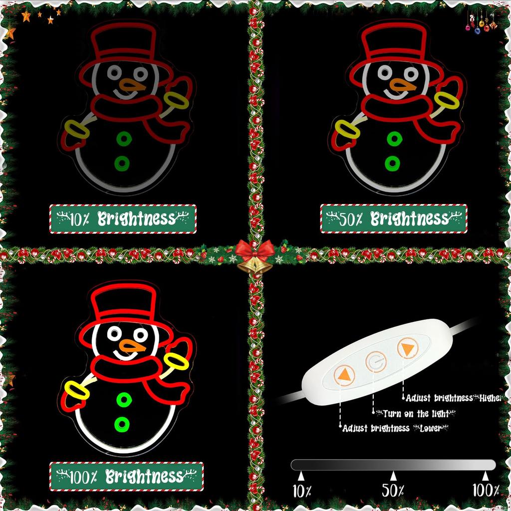 Christmas Neon Snowman Sign Snowman Neon Christmas Sign Dimmable Christmas Led Sign for Party Decor Presents