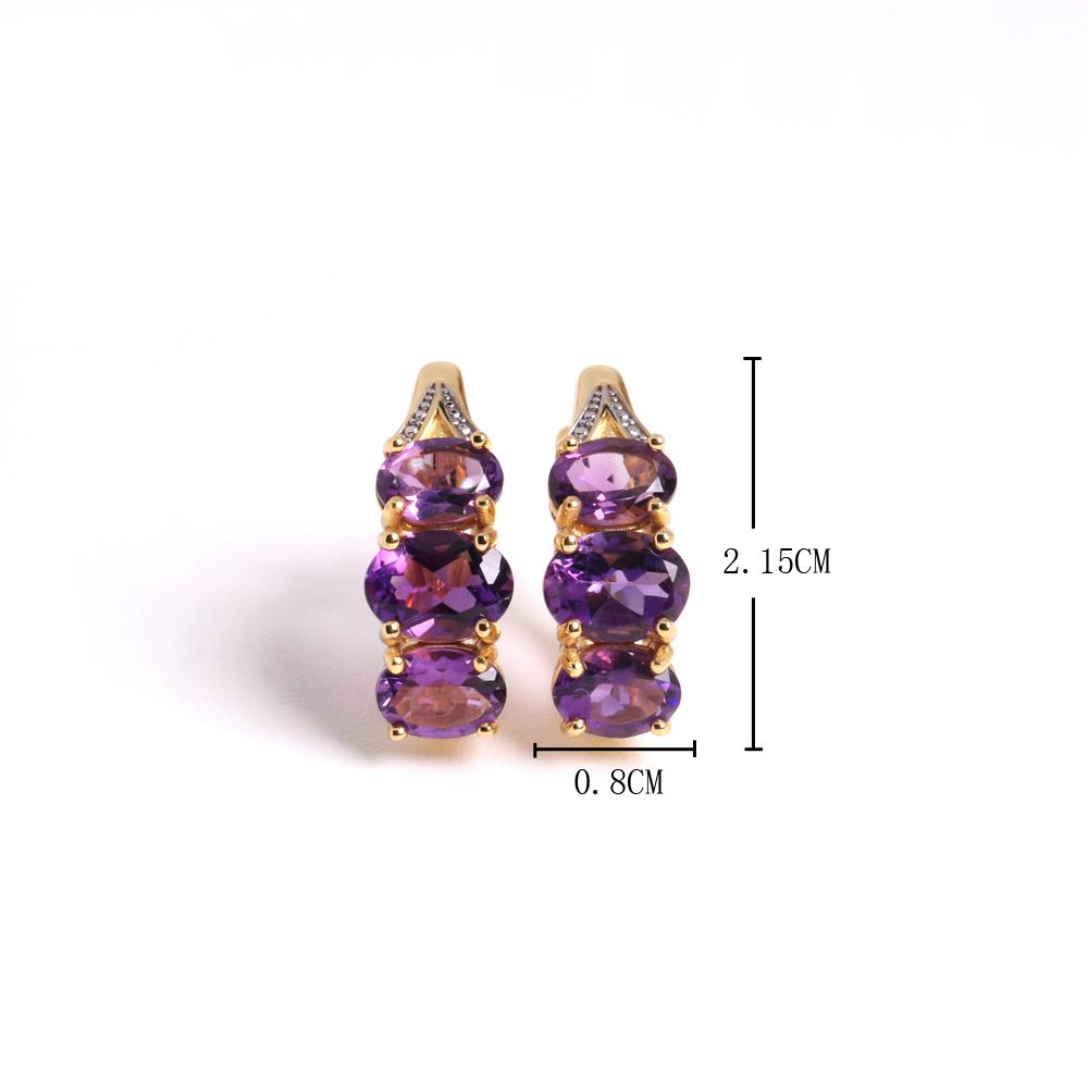 925 Sterling Silver Natural African Amethyst Ring Earrings Pendant Necklace Set Fashion Women's Birthday Exquisite Gift