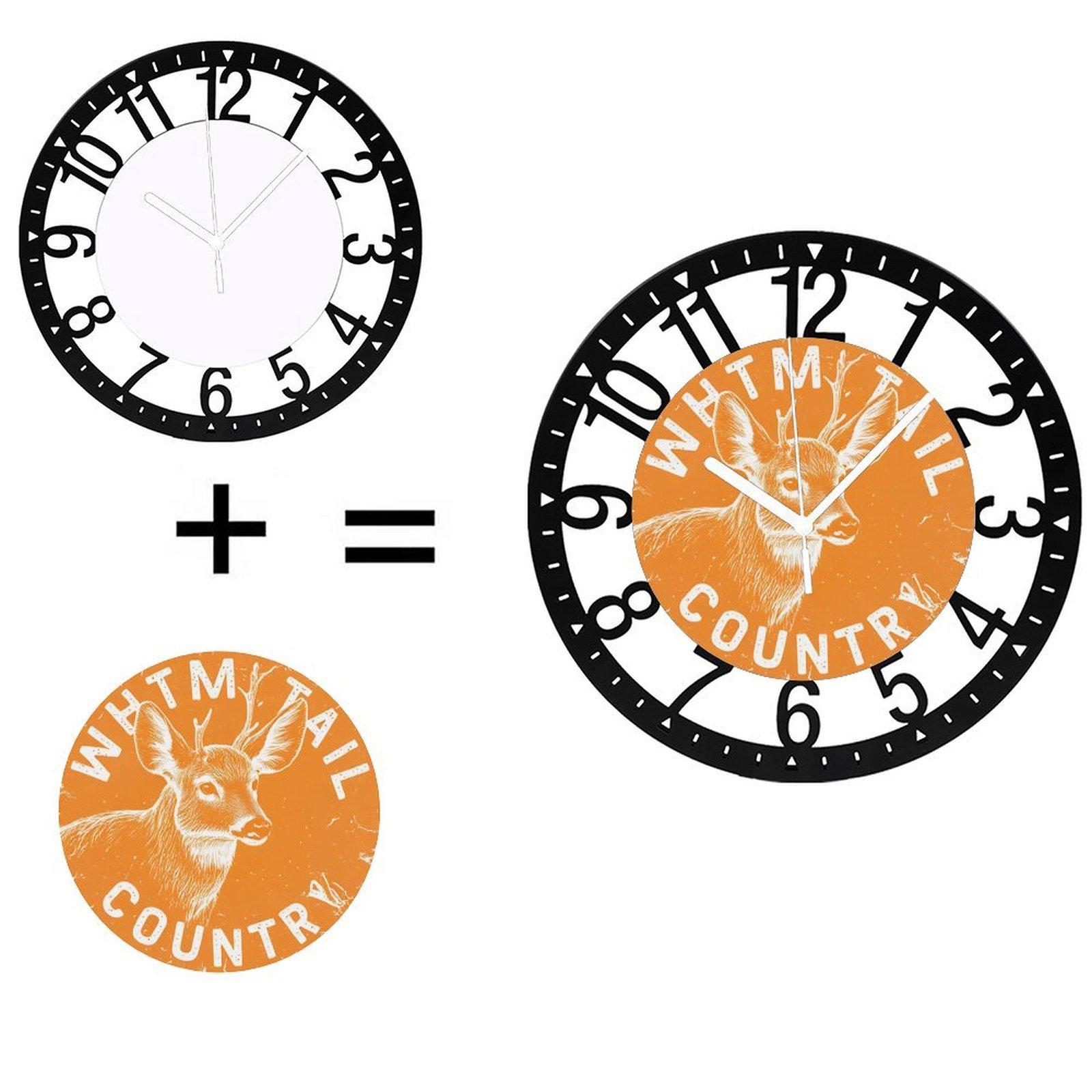 Farmhouse Design 25cm Circular Iron Wall Clock Silent Accurate (Black,10 inch(25.40cm))