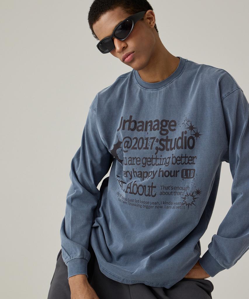 URBANAGE Just About Pigment Over Long Sleeve Navy