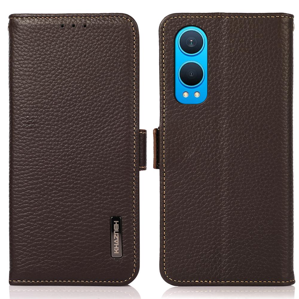 For OnePlus Nord CE4 Lite 5G/Oppo K12x 5G (China) Phone Case Genuine Cow Leather Cover RFID Blocking