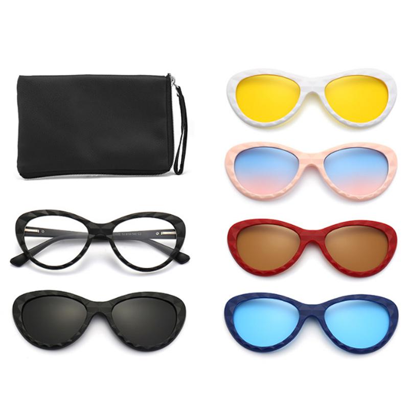 2350 TR90 Frame Women Cat Eyes Magnet Myopia Eyeglasses 0 -0.5 -1.0 -2.0 To -6.0 Sunglasses Clip Hyperopia +0.5 +1.0 +2.0 To +6