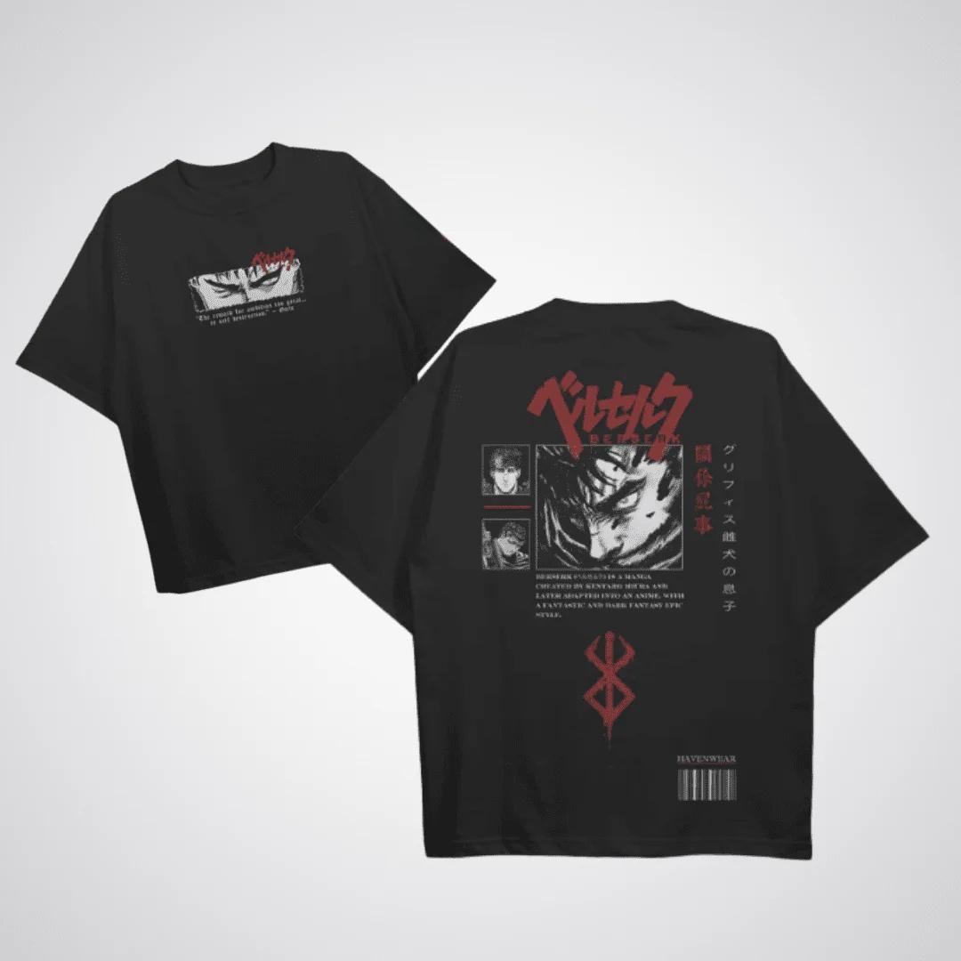 Anime Berserk Graphic TShirt 100Cotton Oversized unisex Shirt Y2k Unisex Short Sleeve ONeck Selling Popular Daily Street Style 4XL