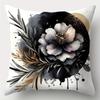 Black, White And Gold Luxurious Floral Pillowcase For Living Room Sofa Zippered Decorative Pillowcase Pillow Core Not Included