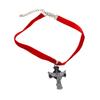 Alloy Gothic Skull Cross Necklace with Ribbon Pendant: Electroplated for a Unique Halloween Style