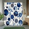 1pc Round Pattern Shower Curtain Modern Style Bathtub Partition Hanging Fabric Curtain with Interesting Blue And White Bubble