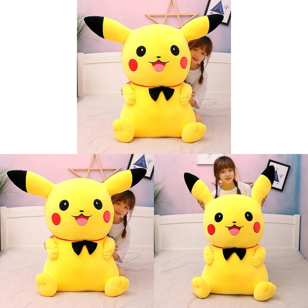 Wearing Tie Anime Pikachu Plush Doll Kids Birthday Gift Decoration Home