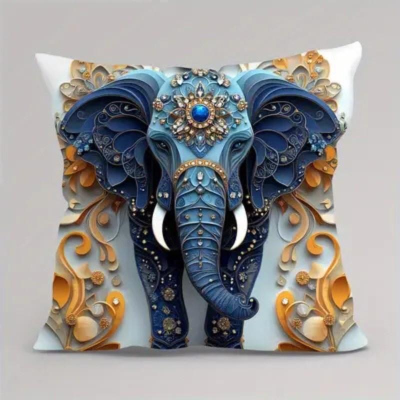 

Elephant Print Cushion Cover Skin-friendly Printed Pattern Sofa Pillowcase Living Room Home Decor 45×45cm