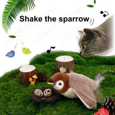 Interactive Cat Toys Flapping Bird Cat Toy Flying Wings Sparrow Catnip Toys Bird Chirping Cat Toy Electric Sparrow Kitten Toy