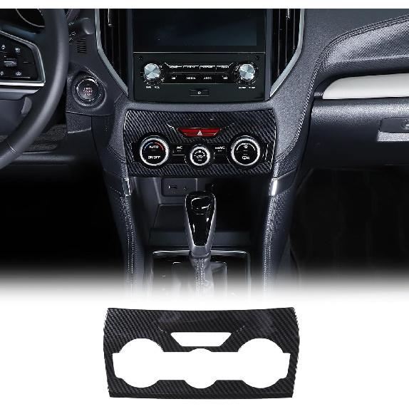 Central Control Air Conditioner Panel Trim Cover Compatible with Subaru Forester 2019-2024, ABS Car Air Condition Knob Panel Trim Frame Interior Trim Carbon Fiber Pattern Blac