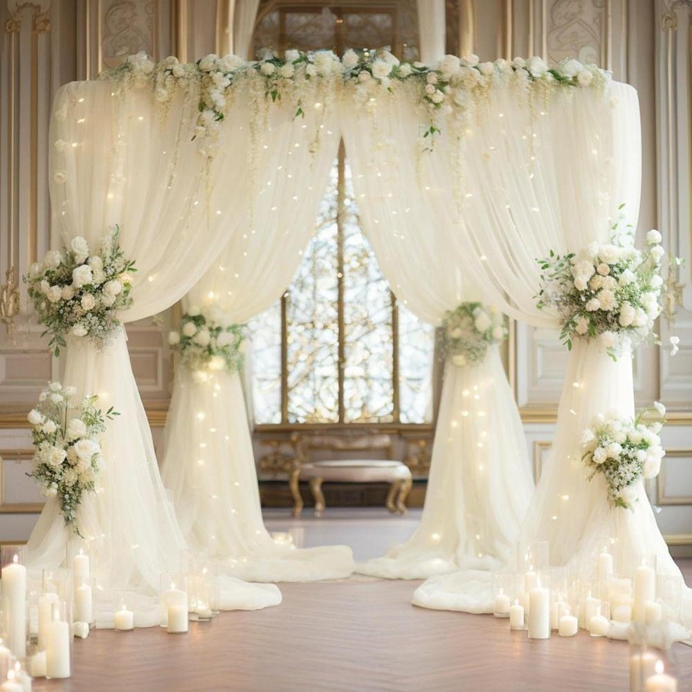 3meters Tulle Backdrop Curtains White Mesh Gauze Backdrop String Light Backdrop  Wedding Decoration