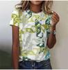2025 Casual Sports Women's T-shirt Summer New Style Garden Collar Short Sleeve Fresh Floral Loose Lightweight Fabric Casual